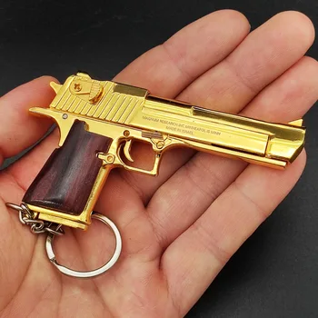 1:3 От Масивна Дървена Дръжка Златен Desert Eagle Метална Модел Пистолет Ключодържател Окачване Не Може Да Стреля Момче, Подаръци За Рожден Ден