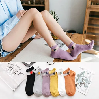 1 чифт пролетно-лятната женски модерни къси чорапи от памук, еластична прозрачна коприна, ежедневни тънки чорапи-лодочек за момичета