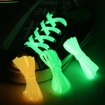 1 чифт светещи връзки за детски маратонки, мъжки и дамски спортни обувки, шнурове светят в тъмното, нощни ремък, светлоотразителни шнурове