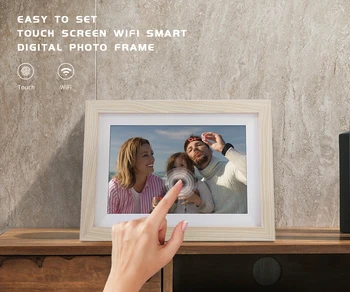 10,1-инчов цифрова фоторамка frameo cloud wifi, вграден чувствителен на допир екран, 32gb IPS, безплатен изпращане на изображения по телефона с приложението frameo