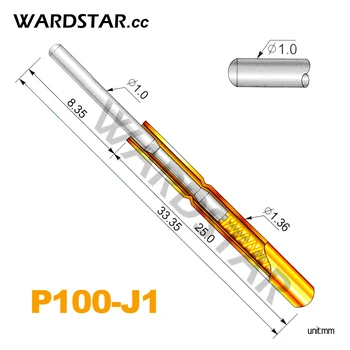 100шт P100-J1 Диаметър 1,0 mm Кутия Тест писалки Pogo Дължина на сондата 33,35 мм (Тегло пружини ход: 180 г) търговия на Едро