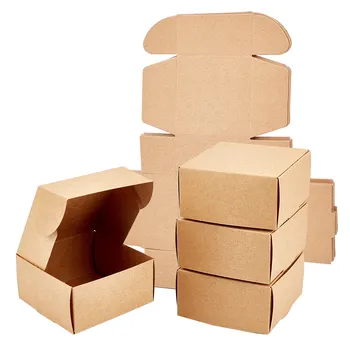 100шт Подарък Кутия от Крафт-хартия Квадратна Сгъваема Опаковъчна Кутия За Съхранение на Бижута Дисплей Сватба, Рожден Ден, Кутия шоколадови Бонбони 5.5x5.5x2.5 см