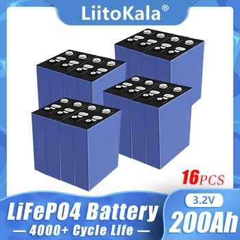 16шт LiitoKala Lifepo4 3,2 v 200Ah Клас A Нова Акумулаторна батерия Lifepo4 3,2 v 200ah, подходящи за слънчева батерия 12v 200ah