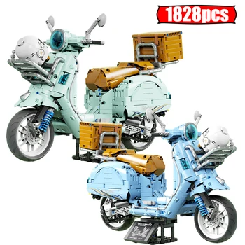 1828 бр. MOC Технически класически мотоциклетни и автомобилни градивни елементи на градската вашия мотор Модели на превозни средства, Тухли, играчки за момчета