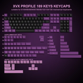 189 Клавиши PBT Double-shot Black Purple XVX Profile Keycaps Капачки за комбинации MX Switches Womier Anne Pro 2, Ръчна Детска Клавиатура