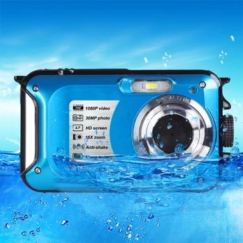 2,7-Инчов Подводна Камера 10 МЕТРА Подводна Цифрова Камера 1080P FHD с 16-Кратно Увеличение със Защита от разклащане, за Откриване на Лица за гмуркане