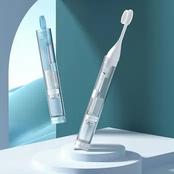 2 в 1 преносима сгъваема четка за зъби за пътуване, мек набор от четка за зъби, креативни инструменти за почистване на зъбите, могат да съдържат паста за зъби, пътна четка за зъби