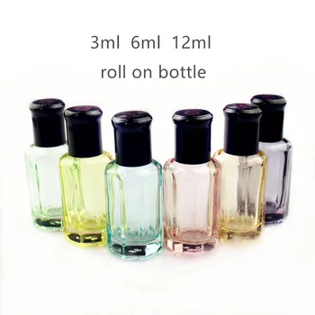 20 бр/лот, 3 мл, 6 мл, 12 мл, празни стъклени бутилки, на роли, етерични масла, роликовая бутилка за еднократна употреба, парфюми с черен капак