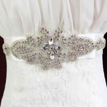 2016 горещ бял Кристал Планински кристал, Перли Сватбена рокля, Колан Широк колан, Колан за жени на сватбени аксесоари
