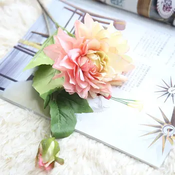 2019 имитация на цветя с една браншовите Георгина едро изкуствени цветя за сватби и декорация на дома на Цена на цена на производителя