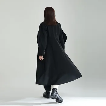 2022 дизайнерско Зимно палто с везикулозната ръкави талия двубортное твидовое палто в дългия абзац тренч с ревера