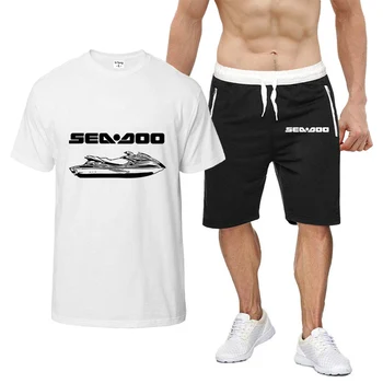 2023 Sea Doo Seadoo Moto Мъжки Нови Летни Горещи комплекти спортни облекла, Тениски с къс ръкав, Блузи, Модни Ежедневни Панталони, Костюми-wild