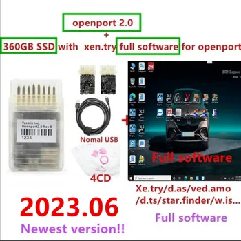 2023 Tactrix Openport 2.0 ECU Инструмент за конфигуриране на чипове с отворен порт USB 2.0 ECU Flash OBD2 с 360 GB SSD-карам с пълен софтуер за 2023.03 xentry