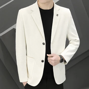 2023 Бутик за Мъжки Джентльменской мода Корейската версия на Малък костюм, Вмещающего Всекидневни Бизнес Тънък Trend Сватбен блейзър