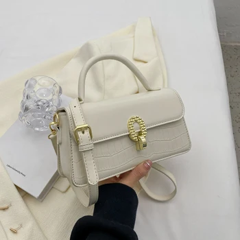 2023 Дамски чанти през рамо от крокодилска кожа, страхотна малка чанта от изкуствена кожа, в чантата с кръгъл декор, модерен чанта-тоут, женствена чанта през рамо