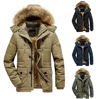 2023 Зимни дрехи за външната търговия е със средна дължина, плюшевое утолщенное мъжко палто от промит памук, мъжки яке за спорт на открито, оверсайз