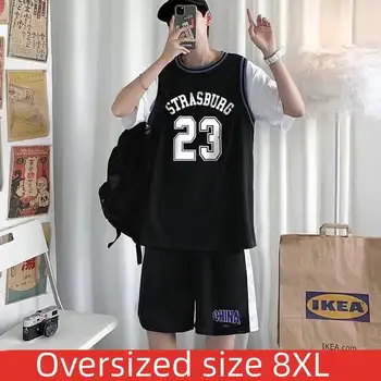 2023 Лятна новост, баскетболно риза голям размер, всекидневни спортен комплект с къс ръкав, ултра-тънък, дишащ, удобен, голям размер