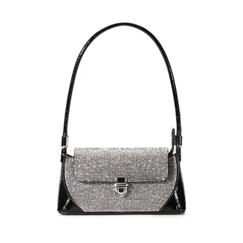 2023 Новата модерна луксозна чанта, универсална женска чанта за подмишниците, женствена чанта с водно диамантен пръстен, чанта за банкет, чанта през рамо