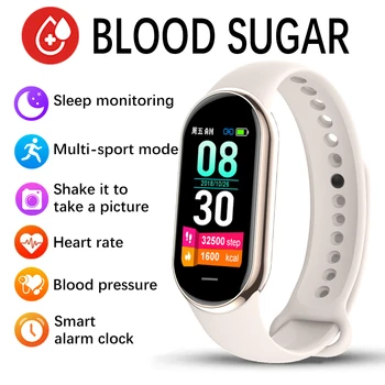 2023 Нови мъжки смарт часовници за измерване на нивото на захар в кръвта, магнитна зареждане, измерване на кръвното налягане, IP68, водоустойчиви дамски смарт часовници