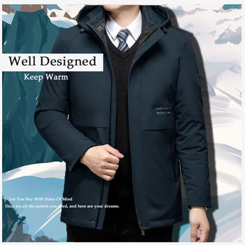 2023 Ново топло ветрозащитное водонепроницаемое ежедневното модно мъжко пуховое памучно палто, свалящ шапка, плюшен удобна спортна офис мъжки яке