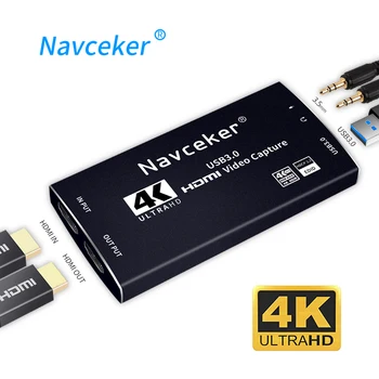 2024 USB3.0 HDMI Видеозахват 4K 30 Кадъра в секунда с HDMI USB заснемане на видео Карта Ключ За Стрийминг на игри на живо с помощта на MICinput