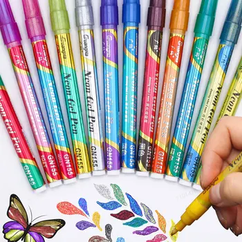 24 цвят, лъскава дръжка-маркер, детски писалка за рисуване на графити, написани на ръка фигура, флуоресцентно дръжка, офис-канцеларски материали, ученически пособия