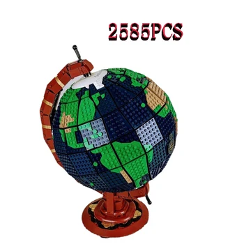 2585 бр., Съвместим с географски глобус, 21332 идеи, модел на карти на земното кълбо, строителни блокове, тухли, технически и MOC на тухли, играчки, подаръци за деца