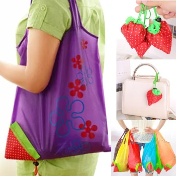 2p Гореща креативна на околната среда чанта за багаж чанта, апликации ягоди сгъваеми чанти за пазаруване, множество сгъваема продуктова найлон еко-чанта