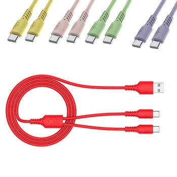 2в1 USB-двойна штекерный кабел Type C, силиконов кабел за зареждане на мобилен телефон C USB кабел, кабел за зарядно устройство Type C, линия за мобилни телефони