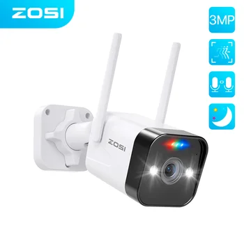 3-мегапикселова мрежа WiFi IP камера ZOSI, водоустойчив, двустранен, цветен, нощно виждане, безжична IP камера за видеонаблюдение