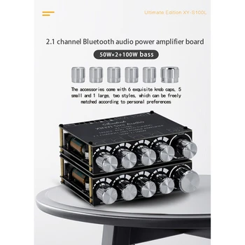 3X Bluetooth 5,0 2,1 Канален Аудио Стерео Усилвател и Субуфер Такса Усилвател 50WX2 + 100 W Усилвател на динамиката на XY-S100L
