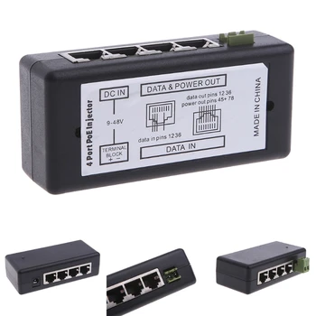 4-port POE инжектор за IP-камери за видеонаблюдение Power Over Ethernet Adapter Адаптер POE