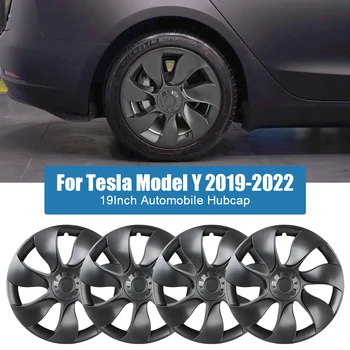 4шт 19 инча пълно покритие за Tesla, модел Y 2019 2020 2021 2022 Авто капачка за смяна на колесната капачки Комплект аксесоари за капачката на главината
