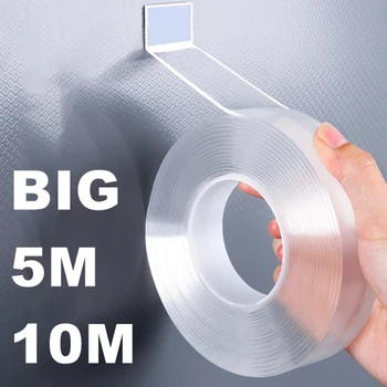 5/10 м нано-лента двустранно залепваща лента за многократна употреба прозрачни водоустойчив самозалепващи ленти, подходящи за почистване на Кухня, баня и дебелина 1 мм