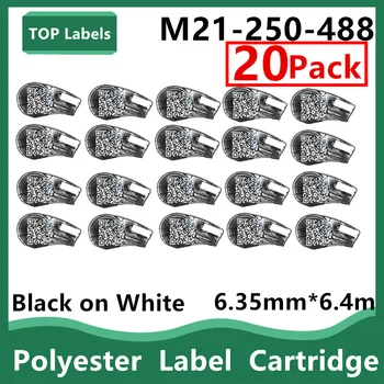 5 ~ 20PK Съвместим M21-250-488 6.35 мм полиестерна залепваща лента за лаборатория, баркод, издател на печатни платки, черно на бяло
