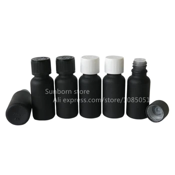 500 бр./лот, матиран черен стъклен редуктор за дупки, козметична опаковка, бутилка за етерично масло, 20 мл
