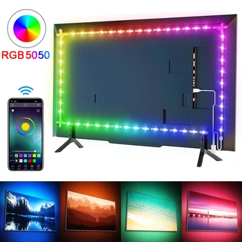 5050 RGB led лампи 5 В USB led лампи, гъвкава лента, внасяни диод лента за подсветката на телевизора, украса на стаята, 1 m, 2 m, 3 m, 5 m, Luces LED