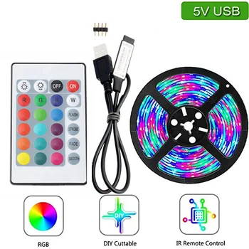 5V RGB Led Лента USB 2835 60Led/m 0.5 m 1 m 2 m, 3 m и 4 m и 5 m Лампа Bluetooth Инфрачервено Управление на Подсветката на Телевизора Украса За Дома партита