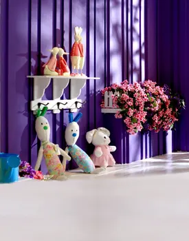 5x7ft лилаво стенни мультяшные цветя с изображение на заек за фотография, подпори за фотосесия, студиен фон