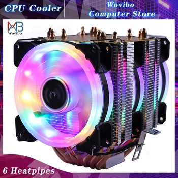 6 Топлинни Тръби RGB CPU Cooler X79 X99 3Pin PWM 4Pin Тихо За Intel LGA 1150 1151 1155 1200 1366 2011 AMD AM3 AM4 Ventilador