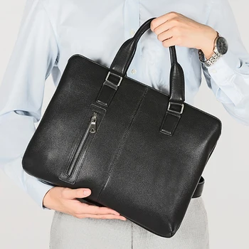 AETOO Кожена мъжка чанта в хоризонтален стил за документи Baotou, многопластова чанта от телешка кожа на едното рамо, чанта през рамо с голям капацитет, мъжки б