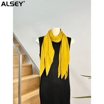 ALSEY Miyake, плиссированный обикновен шал премиум-клас, гъвкав елегантен модерен шал, женски шал, аксесоари за целия сезон