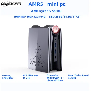 AMR5 AMD Ryzen 5 5600U Мини-КОМПЮТЪР Win11 DDR4 16G RAM 512G 1TB SSD 4K Dual HD wifi6 мини-Компютър на Игралната офис бизнес мини PC