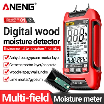 ANENG GN601 Сонда Детектор за Влажност на Дървесината 0 ~ 99.9% От Влагомер за Дървесина 20,5% Относителна влажност Дисплей Цифров Осветяване Измерване на Температура И Влажност на въздуха