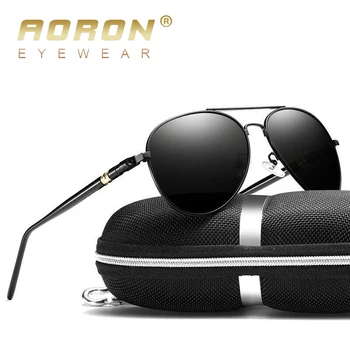 AORON Мъжки поляризирани слънчеви очила Ретро Класически пилотни очила на марката Goggoles за отдих, защита UV400, метална дограма за Oculos de sol