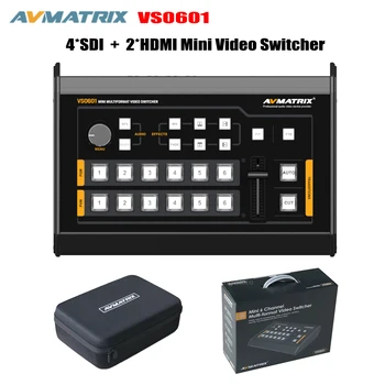Avmatrix VS0601 Mini 6-канален мультиформатный видеомикшер 4SDI и 2HDMI С Т-образна панел, автоматични преходи, изрязване на преходи И ефекти изтриване