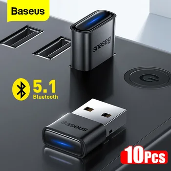 Baseus USB Bluetooth адаптер Dongle Adaptador Bluetooth 5.1 за преносими КОМПЮТРИ Безжична мишка с високоговорител аудиоприемник, USB предавател