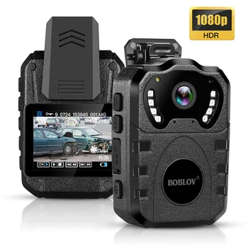 BOBLOV 1080P HD 64GB Камера За Носене на тялото Преносима богат на функции IR Камера за Нощно Виждане, Монтирана в тяло, video Recorder, Полицейска камера