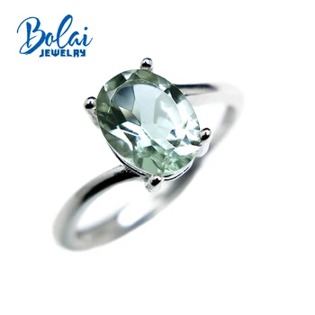 Bolaijewelry, 100% натурален зелен скъпоценен камък аметист, просто малко Пръстен от сребро проба 925, бижута за жени или момичета, подарък за парти