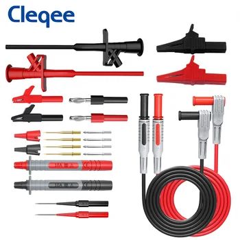Cleqee P1600C 24 бр. в комплект тестови кабели за мултицет, автомобилен комплект сонди, комплекти с щипки тип 
